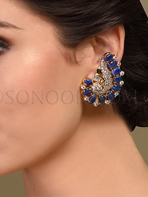Silver gold finish blue iolite stones Earrings