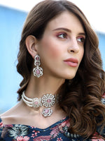 Load image into Gallery viewer, Anchal cubic zircons and malachite stones Choker Necklace Set