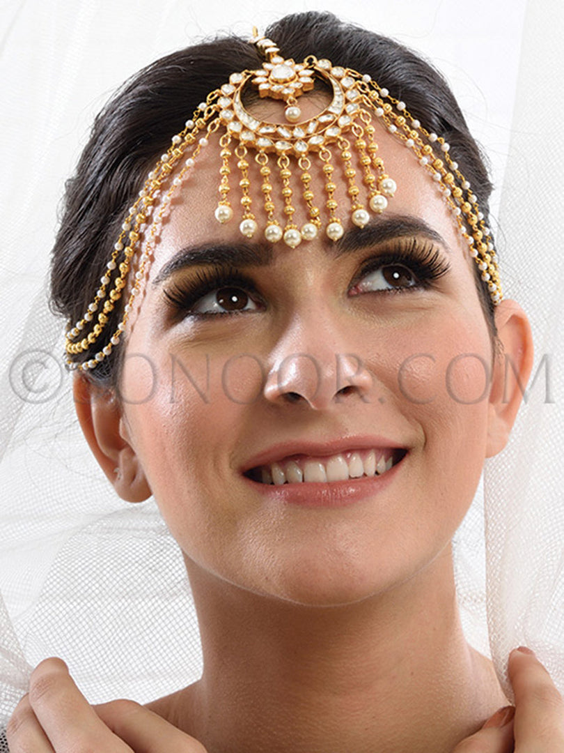 Kundan Pearl Drop Matha Patti