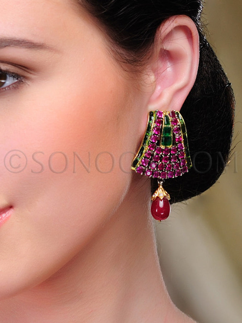 Shani Antique Ruby Cubic Zirconia Earrings