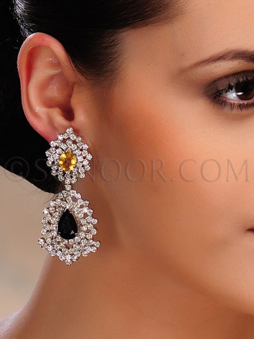 Cubic Zirconia Black Stone Earrings