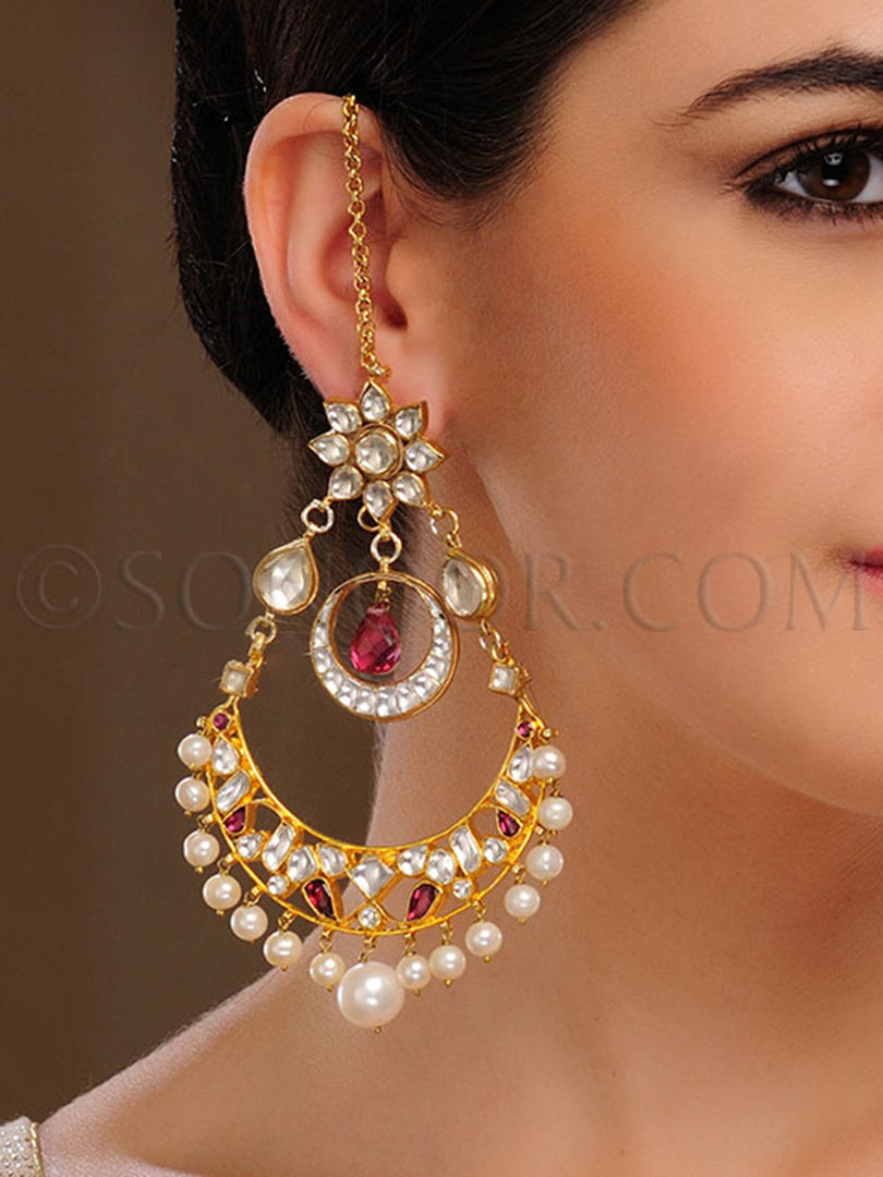 Ishi Kundan Pearl Earrings