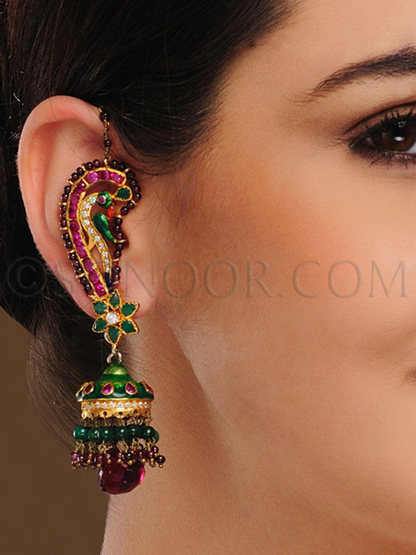 Giva Meena Kari Ruby Jhumki Style Earrings