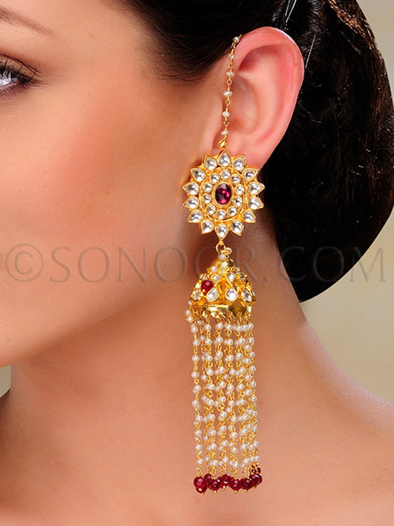 Kundan Hanging Pearl Earrings