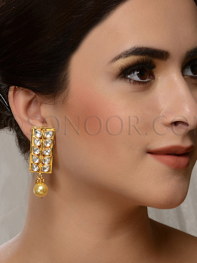 Kundan Pearl Drop Earrings