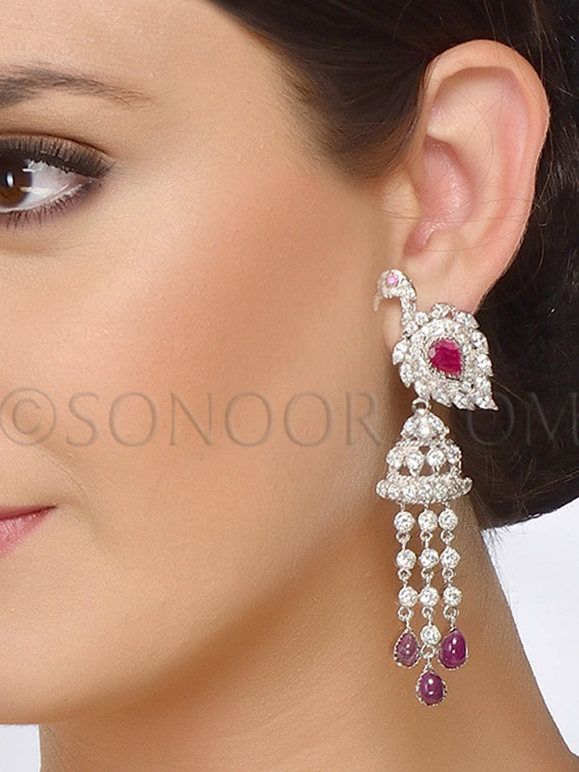 American Diamond Red Stone Earrings