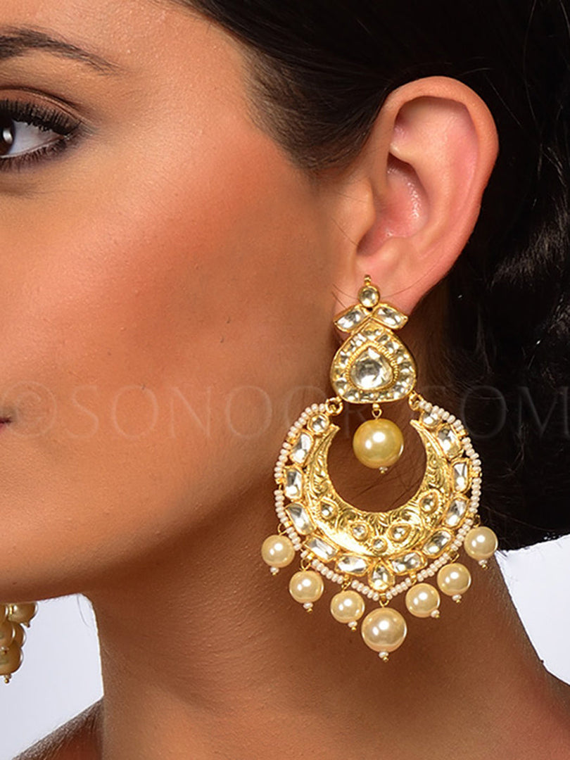 Kundan Pearl Drop Earrings