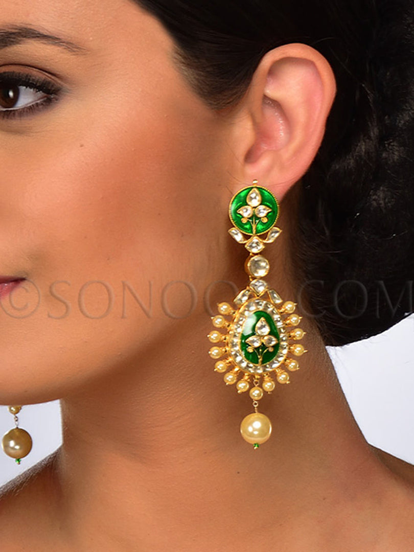 Kundan Meena Kari Earrings