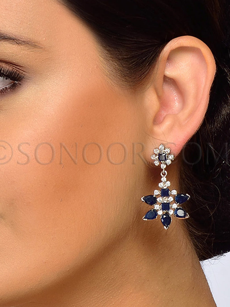 Victorian Cubic Zirconia Blue Stone Earrings