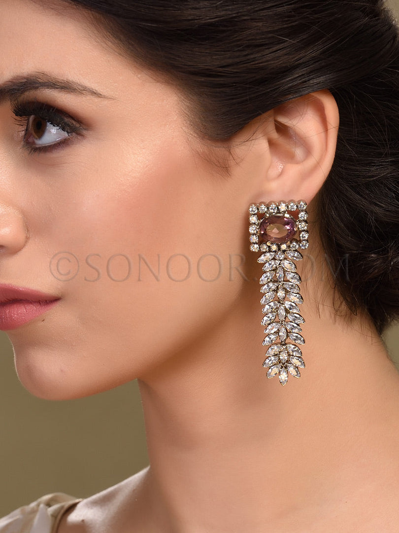Victorian Cubic Zirconia Long Earrings