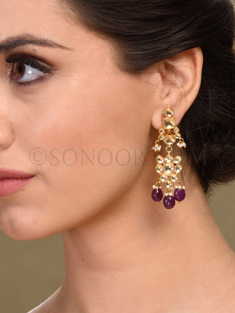 Kundan Ruby Drop Earrings