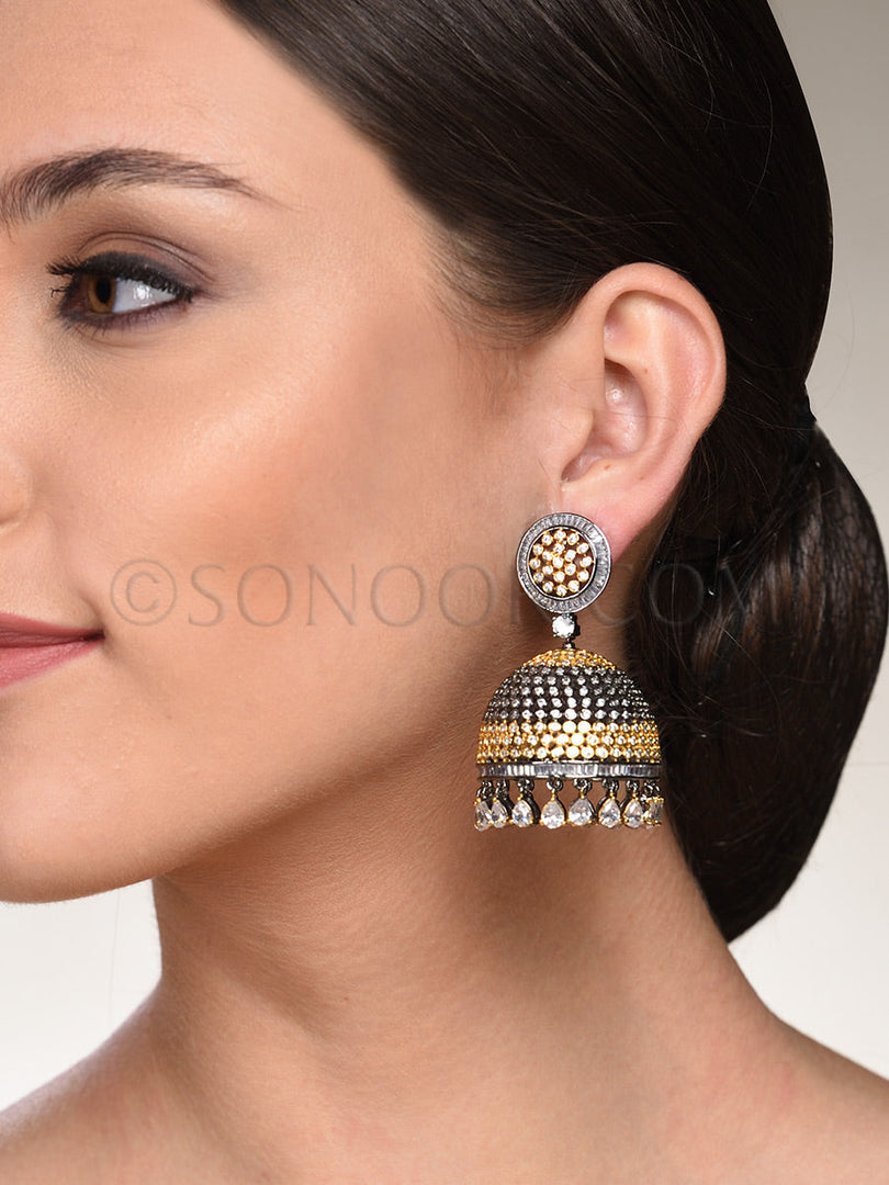 Victorian Cubic Zirconia Jhumki Earrings