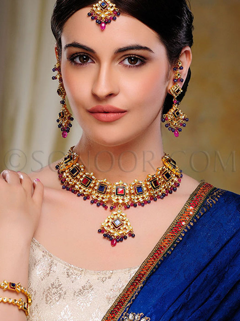 Ashia Antique Kundan Jade Necklace Set