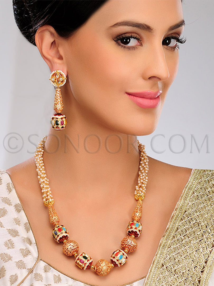 Fahima Multi Stones Mala Necklace Set