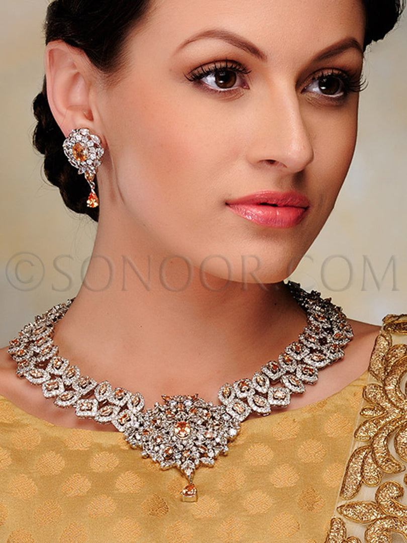 Yasvi Victorian Cubic Zirconia Necklace Set