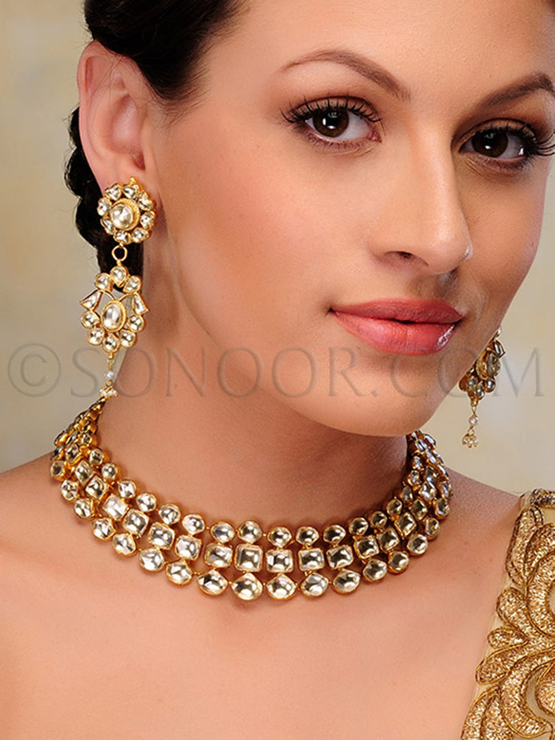Jana Gold Finish Kundan Choker Set