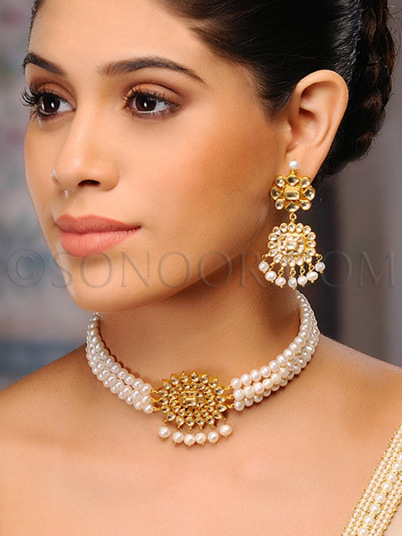 Kavisha Gold Plated Pearl Choker Set