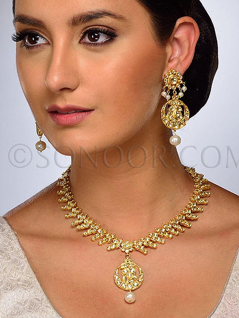 Prital Gold Plated Kundan Necklace Set