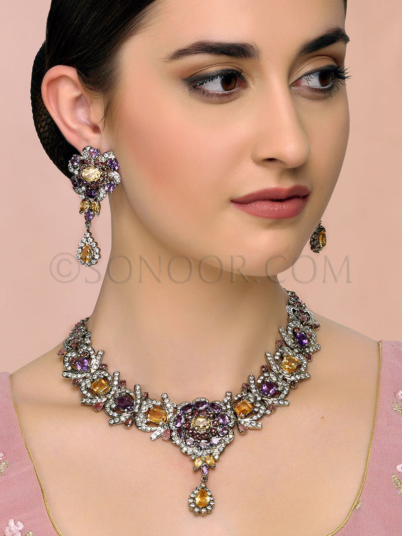 Fadila Antique Natural Stone Necklace Set