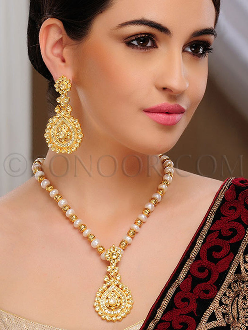 Haima Yellow Kundan Pendant Set