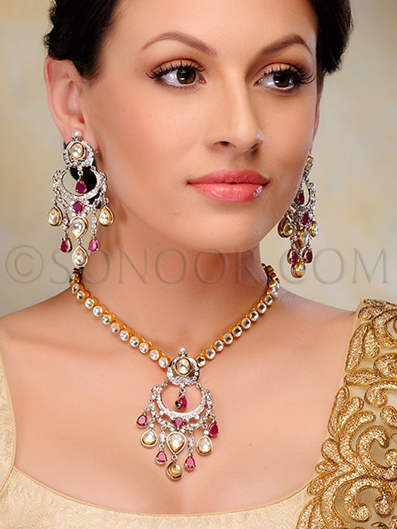 Ranita Cubic Zirconia Kundan String Pendant Set