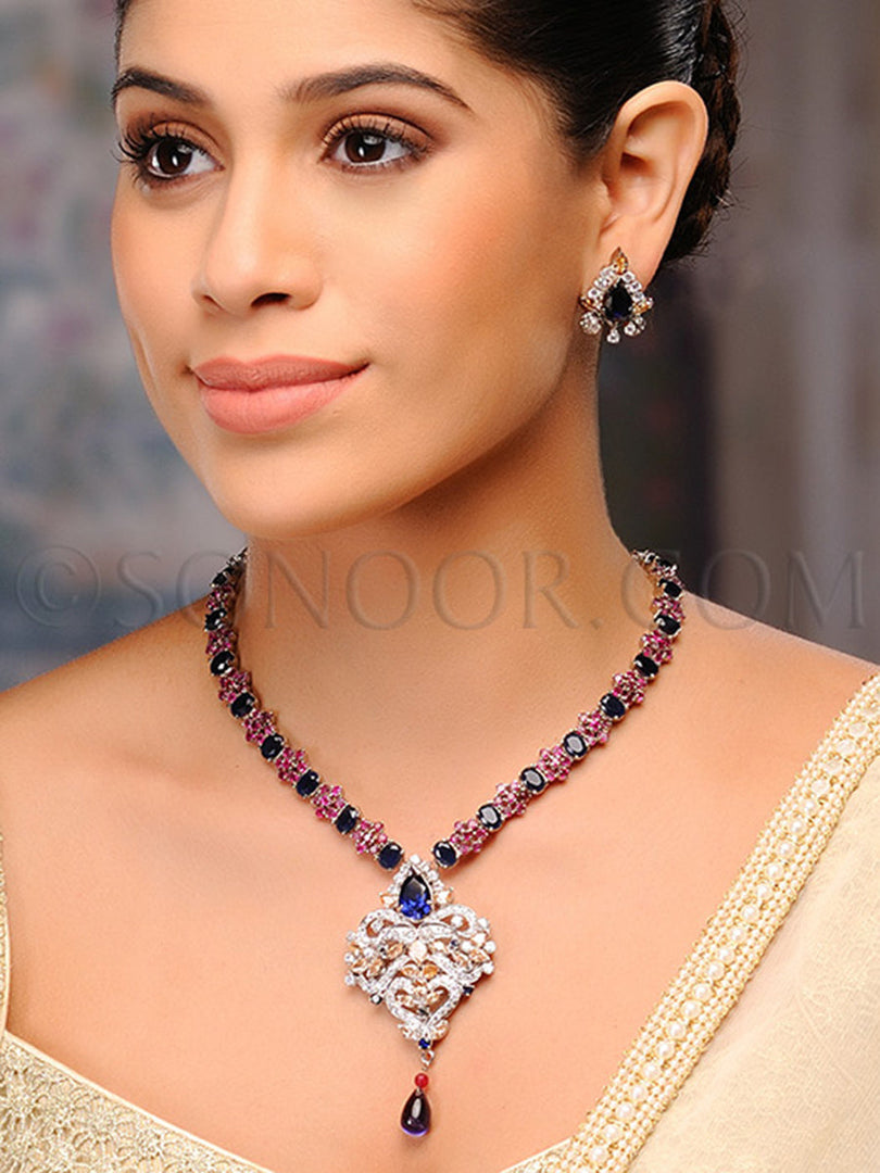 Ganika Victorian Multi-Stone Pendant Set