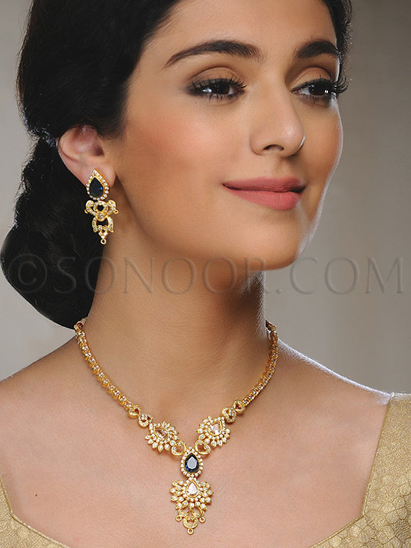 Anete Gold Plated Cubic Zirconia Pendant Set