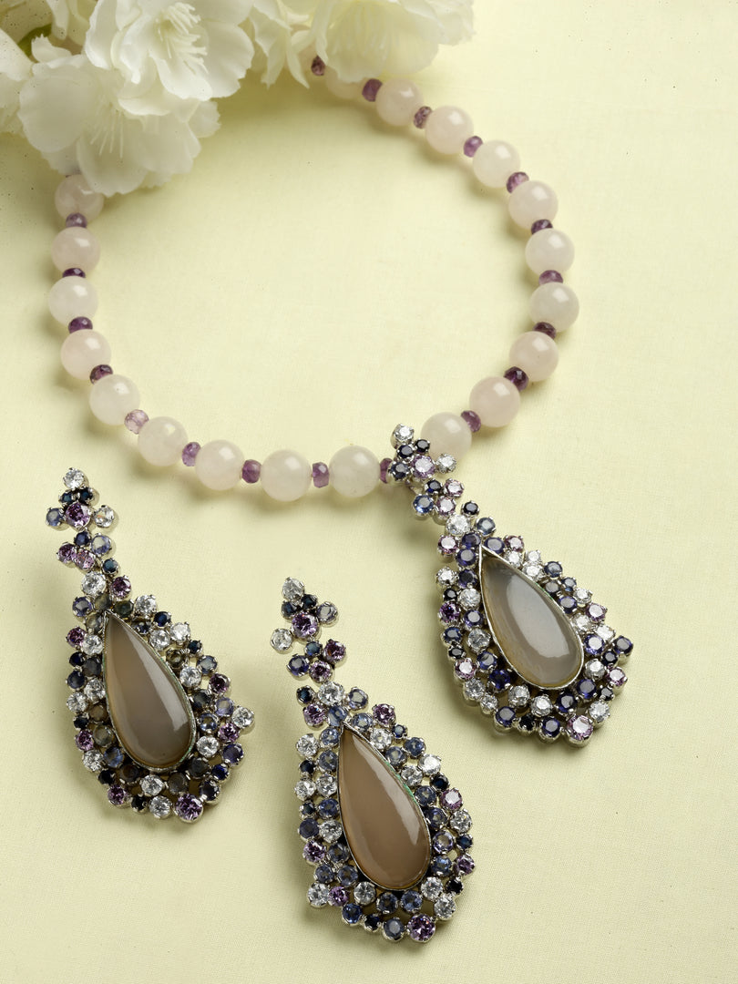 Dishna Victorian Colored Cubic Zirconia Pendant Set