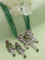 Load image into Gallery viewer, Noorin Victorian Green Stone Pendant Set
