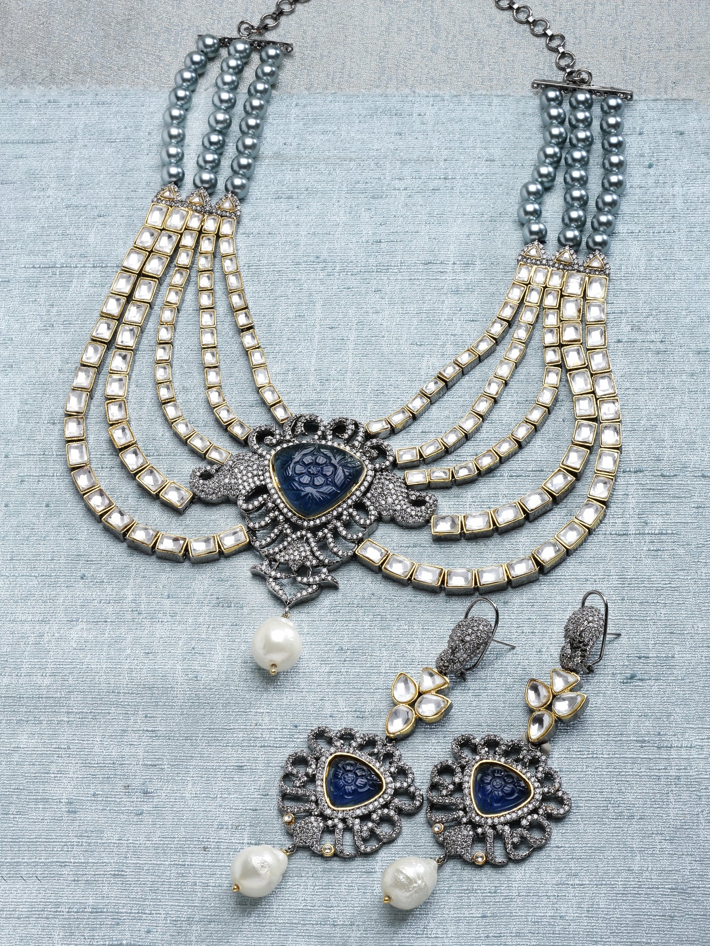 Jaislavi Victorian Kundan Handcrafted Necklace Set