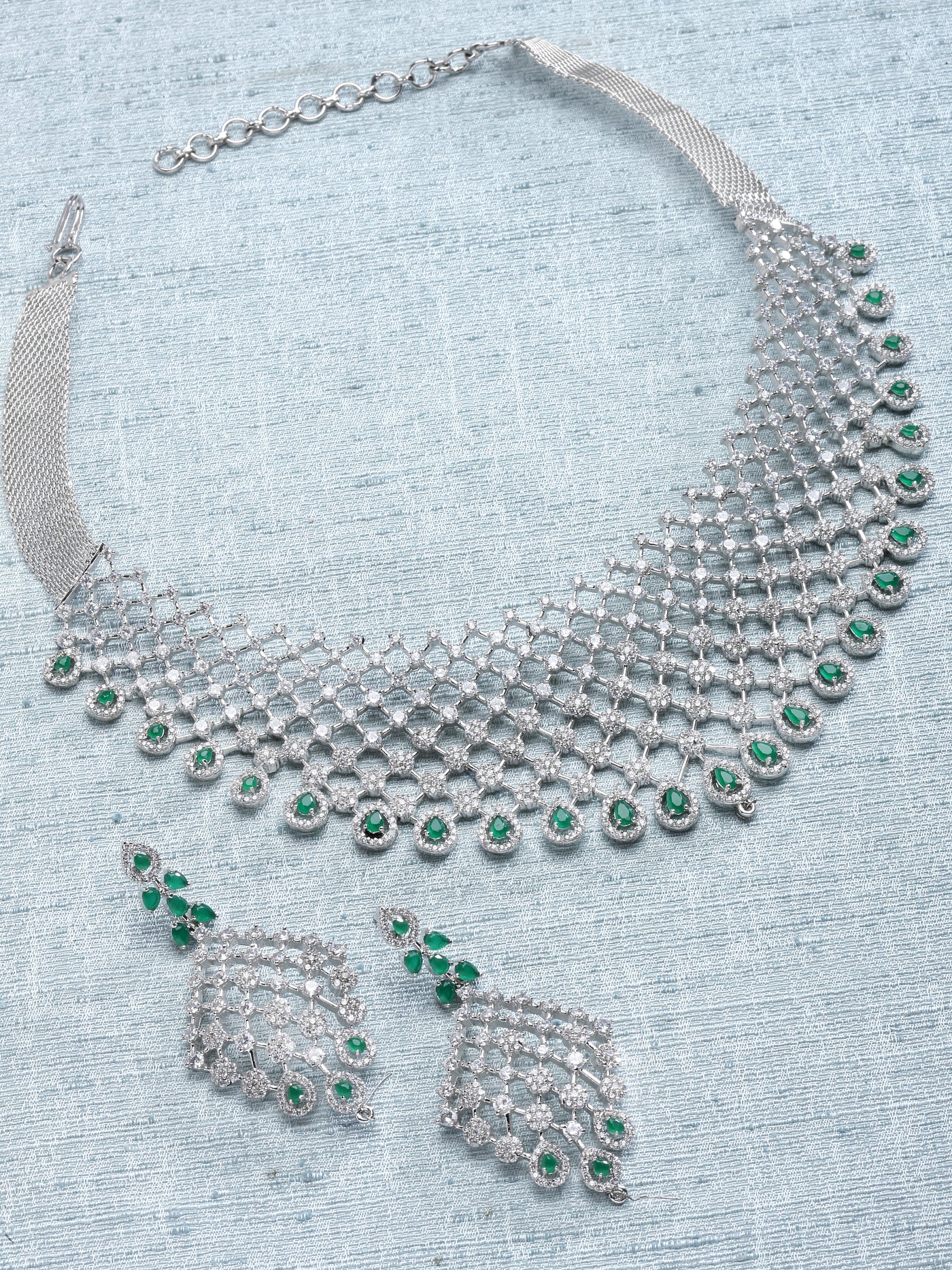 Hani Silver Plated Cubic Zirconia Necklace Set