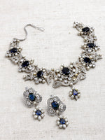 Load image into Gallery viewer, Adah Handcrafted Dark Blue Stone Necklace Set
