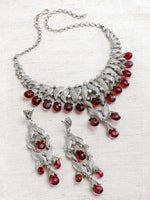 Load image into Gallery viewer, Elina Victorian Zircon Rhodolite Drop Necklace Set
