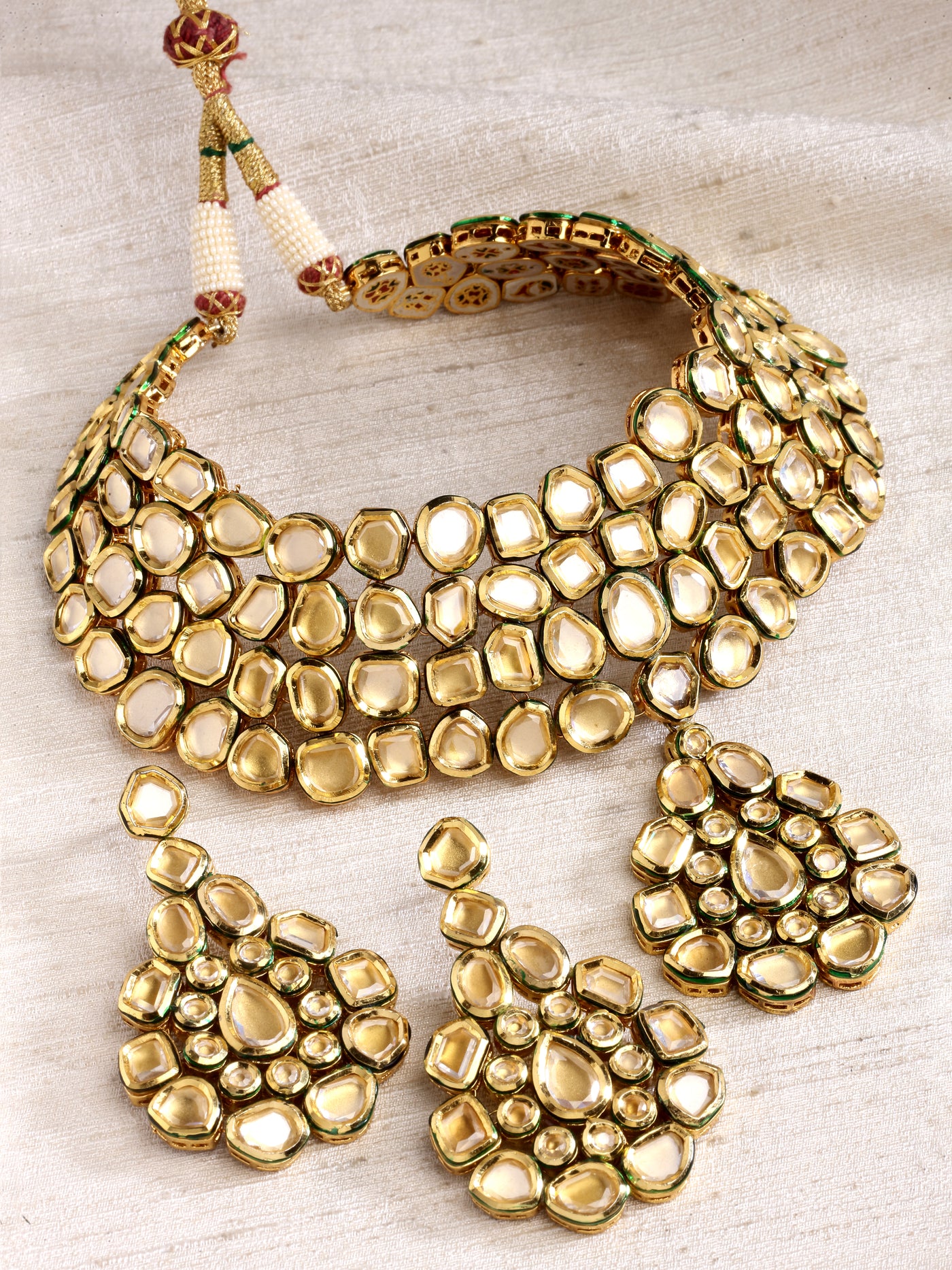 Tisya Gold Plated Yellow Kundan Necklace Set