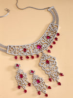 Load image into Gallery viewer, Andini American Diamond Red Stone Necklace Set

