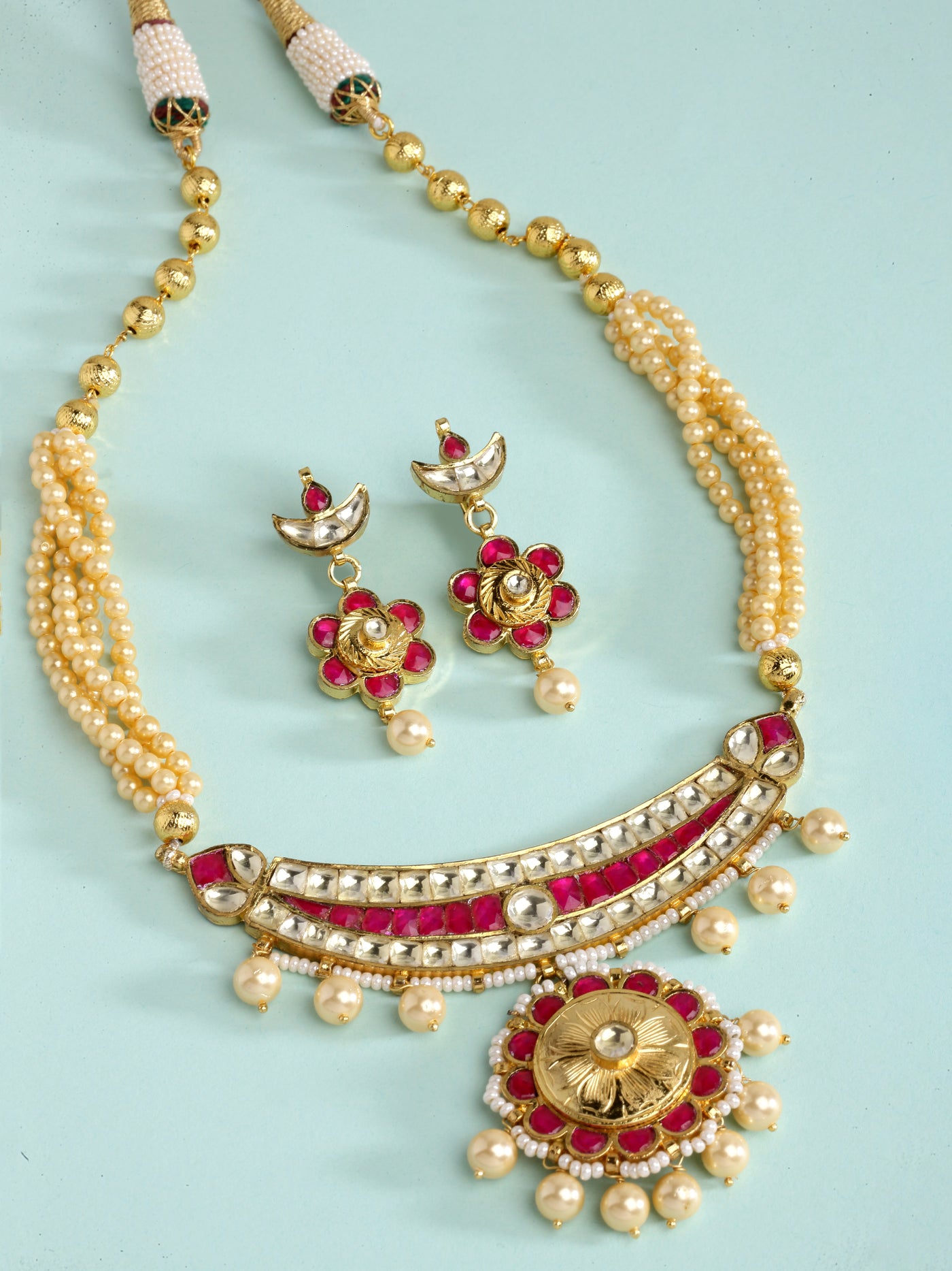 Diya Gold Plated Kundan & Pearl Necklace Set