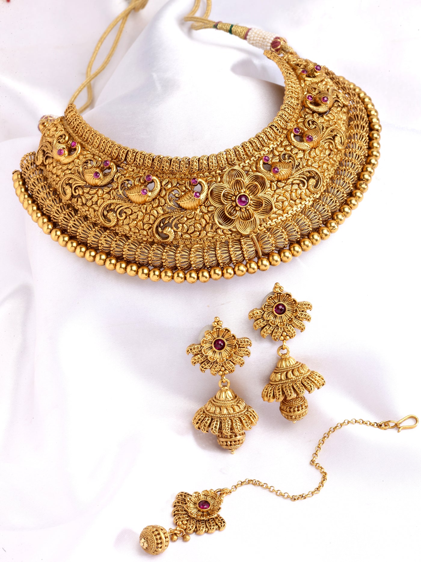 Channan Antique Gold Plated Necklace Set