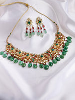 Load image into Gallery viewer, Yamya Jadau Green Drop Necklace Set
