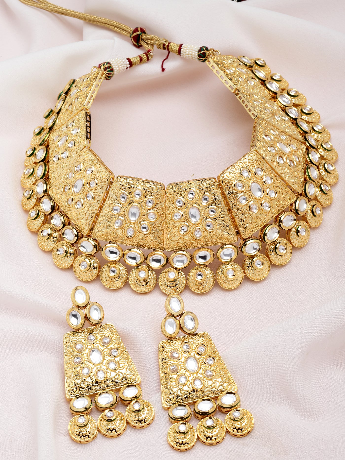 Jitul Frosted Gold Plated Necklace Set