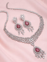 Load image into Gallery viewer, Darshana silver finish zircon Necklace Set
