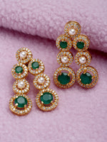 Load image into Gallery viewer, Cubic Zirconia Pearl Green Jade Earrings
