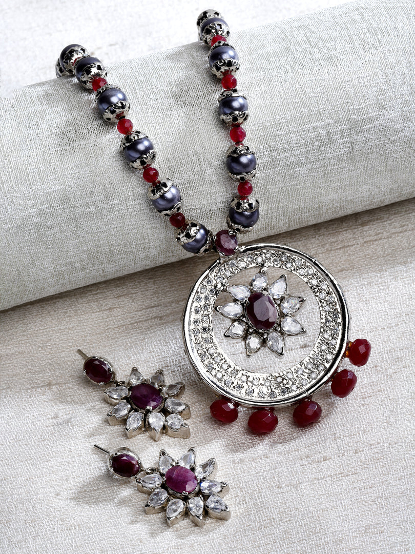 Sahi Victorian Ruby Pendant Set