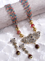 Load image into Gallery viewer, Priyal Victorian polki black stone pendant set

