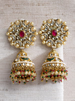 Load image into Gallery viewer, Kundan Jade Pearl Jhumki Earrings

