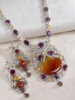 Load image into Gallery viewer, Dapun Victorian Topaz &amp; Ruby Pendant Set
