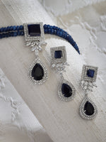 Load image into Gallery viewer, Briti Cubic Zirconia Blue Stone String Pendant Set
