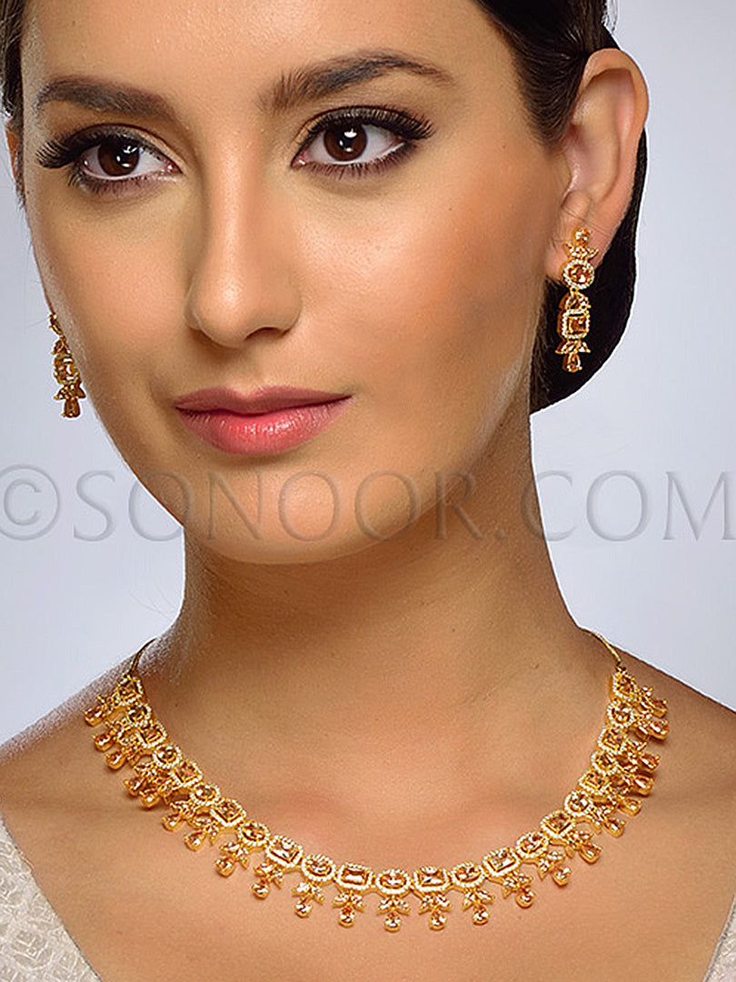 Inika Champaign stones necklace set