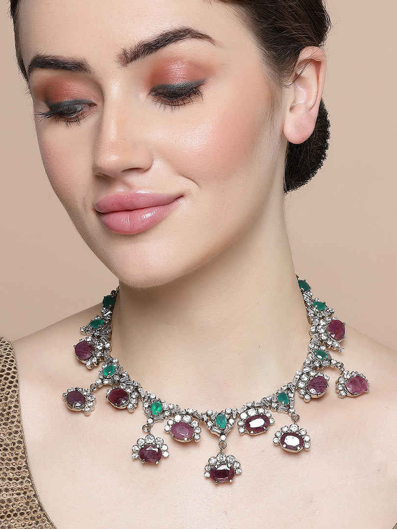 Kavni ruby and green agate Necklace Set