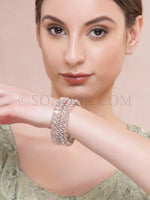 Load image into Gallery viewer, Silver Rose Gold Finish Polki Stone Pair Bangles
