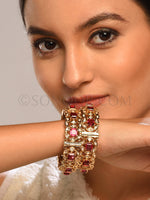 Load image into Gallery viewer, Gold Finish Polki Pair Bangles
